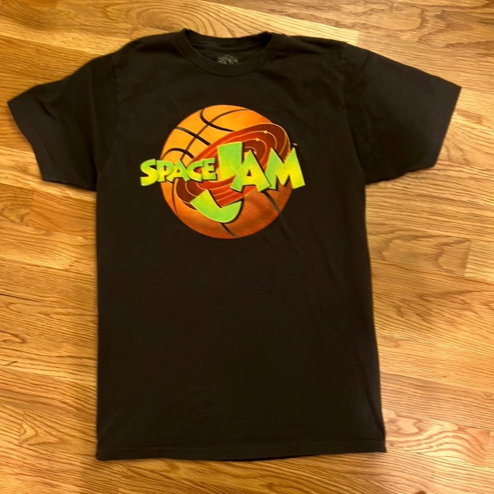 Vintage Space Jam mens black w/ orange logo medium t shirt original